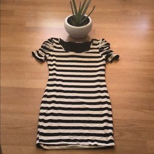CHARLOTTE RUSSE Striped Midi Dress with Mesh Back